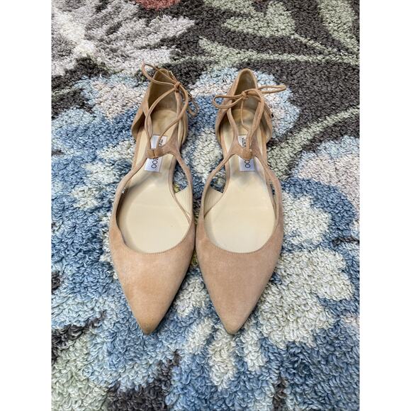 Jimmy Choo Shoes Womens EU 41 Vanessa Suede Pink Tan Pointed Toe Ballet Flat - Picture 8 of 10